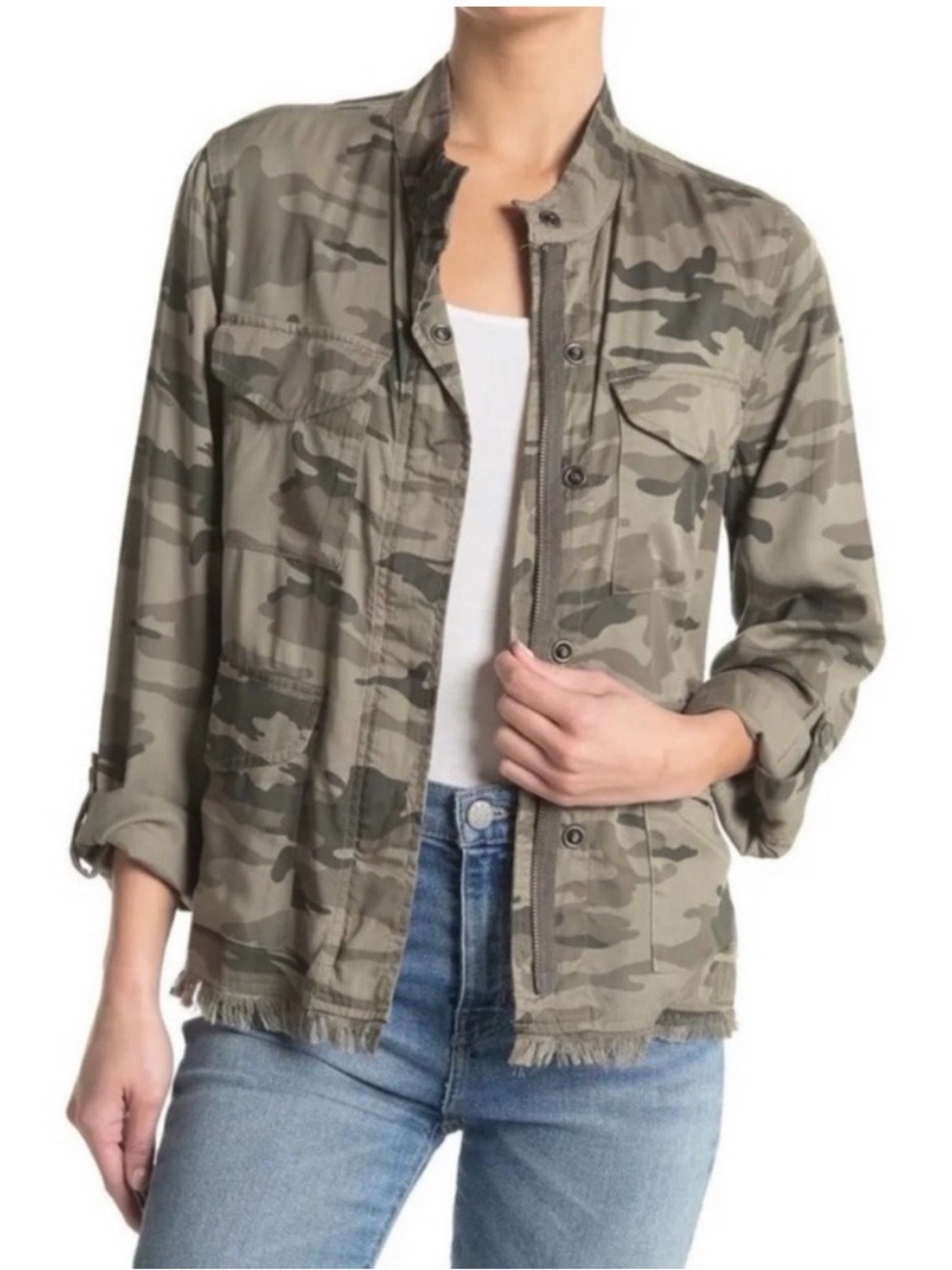 Sanctuary Olive Camo Utility Jacket